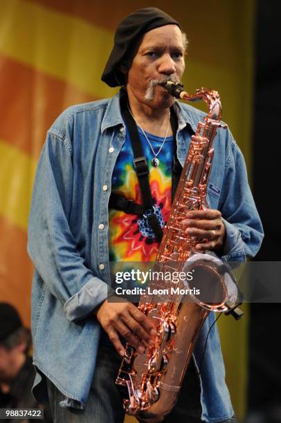 Charles Neville performs on stage at the New Orleans Jazz and Heritage Festivalon May 2, 2010 in New Orleans, Louisiana.