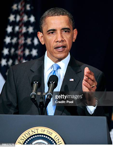 President Barack Obama delivers remarks to the Business Council at the Park Hyatt Hotel May 4, 2010 in Washington, DC. In his remarks the President...
