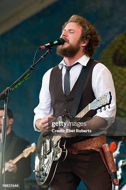 Jim James of My Morning Jacket performs at the New Orleans Jazz & Heritage Festival on April 24, 2010 in New Orleans, Louisiana.