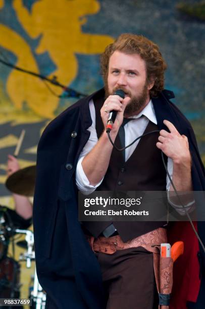 Jim James of My Morning Jacket performs at the New Orleans Jazz & Heritage Festival on April 24, 2010 in New Orleans, Louisiana.