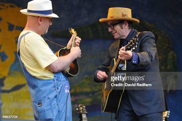 Elvis Costello performs on day four of New Orleans Jazz & Heritage Festival on April 29, 2010 in New Orleans, Louisiana.