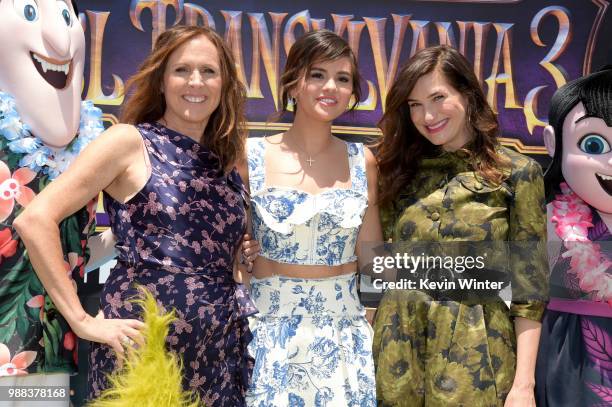 Molly Shannon, Selena Gomez, and Kathryn Hahn attend the Columbia Pictures and Sony Pictures Animation's world premiere of 'Hotel Transylvania 3:...