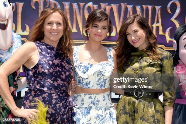 Molly Shannon, Selena Gomez, and Kathryn Hahn attend the Columbia Pictures and Sony Pictures Animation's world premiere of 'Hotel Transylvania 3:...