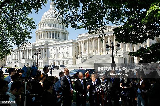 Sen. Frank Lautenberg speaks during a news conference on Capitol Hill May 4, 2010 in Washington, DC. The press conference was focused on the oil...