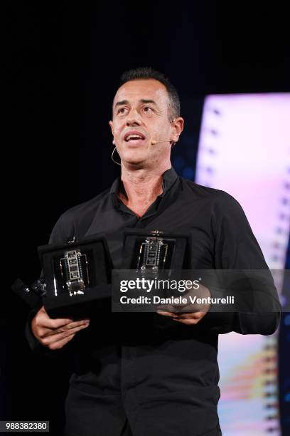 Matteo Garrone is awarded during the Nastri D'Argento Award Ceremony on June 30, 2018 in Taormina, Italy.