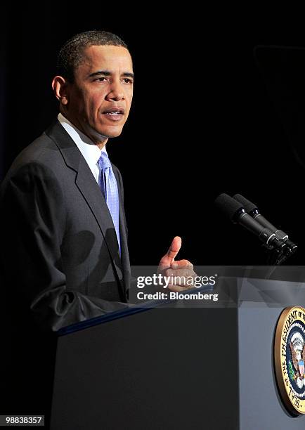 President Barack Obama delivers remarks to the Business Council at the Park Hyatt Hotel in Washington, D.C. U.S., on Tuesday, May 4, 2010. Obama said...
