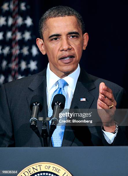 President Barack Obama delivers remarks to the Business Council at the Park Hyatt Hotel in Washington, D.C. U.S., on Tuesday, May 4, 2010. Obama said...