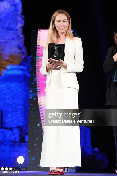 Cristiana Capotondi is awarded during the Nastri D'Argento Award Ceremony on June 30, 2018 in Taormina, Italy.