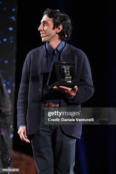 Marcello Fonte is awarded during the Nastri D'Argento Award Ceremony on June 30, 2018 in Taormina, Italy.