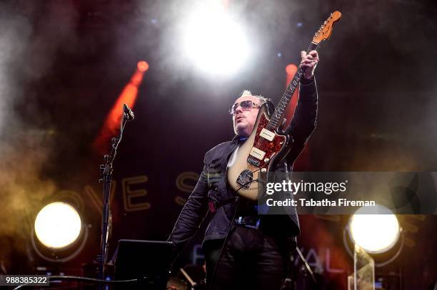 Elvis Costello & The Imposters headline the Main Stage on day 2 of Love Supreme Festival on June 30, 2018 in Brighton, England.