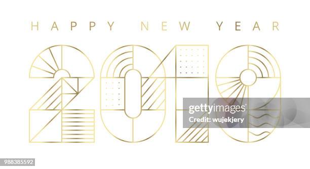 stockillustraties, clipart, cartoons en iconen met 2019 happy new jaar wenskaart - happy new month