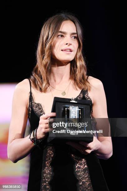 Kasia Smutniak is awarded during the Nastri D'Argento Award Ceremony on June 30, 2018 in Taormina, Italy.