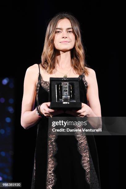Kasia Smutniak is awarded during the Nastri D'Argento Award Ceremony on June 30, 2018 in Taormina, Italy.