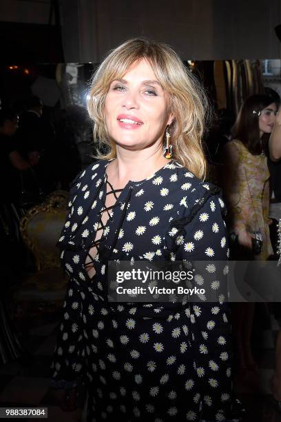 Emmanuelle Seigner attends Miu Miu 2019 Cruise Collection Party at Hotel Regina on June 30, 2018 in Paris, France.