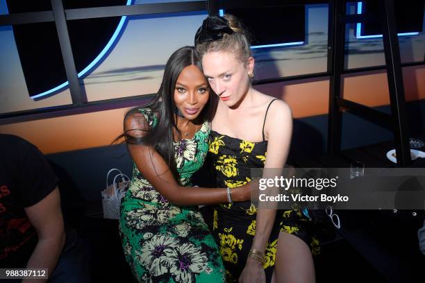 Naomi Campbell and Chloe Sevigny attend Miu Miu 2019 Cruise Collection Party at Hotel Regina on June 30, 2018 in Paris, France.