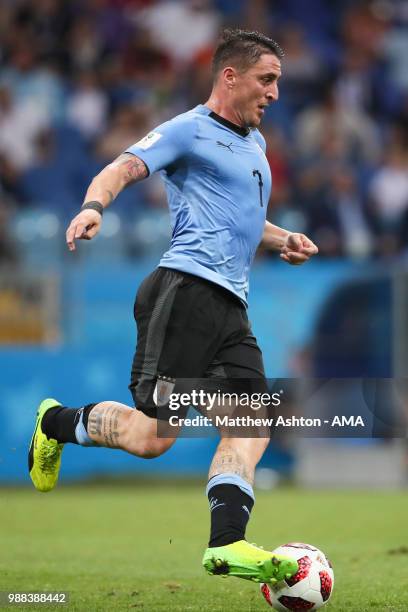 Cristian Rodriguez of Uruguay in action during the 2018 FIFA World Cup Russia Round of 16 match between Uruguay and Portugal at Fisht Stadium on June...