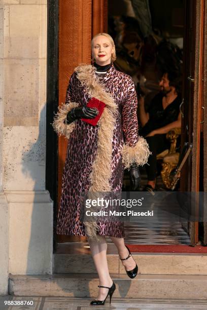 Actress Gwendoline Christie walks the runway during Miu Miu 2019 Cruise Collection Show at Hotel Regina on June 30, 2018 in Paris, France.