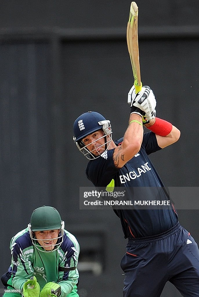 Ireland cricketer Niall O'Brien(L) looks