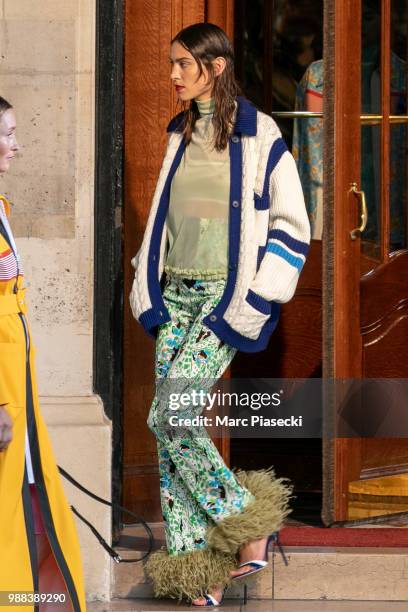 Alexa Chung walks the runway during Miu Miu 2019 Cruise Collection Show at Hotel Regina on June 30, 2018 in Paris, France.