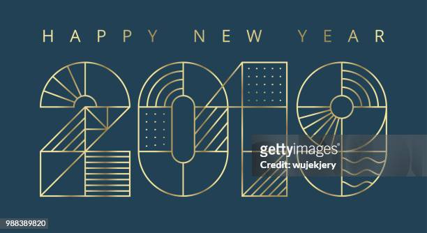 stockillustraties, clipart, cartoons en iconen met 2019 happy new jaar wenskaart - happy new month