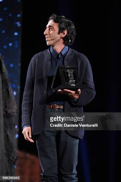 Marcello Fonte is awarded during the Nastri D'Argento Award Ceremony on June 30, 2018 in Taormina, Italy.