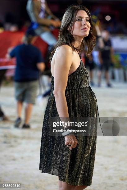 Charlotte Casiraghi attends the Global Champions Tour of Monaco at Port d'Hercule on June 30, 2018 in Monte-Carlo, Monaco.