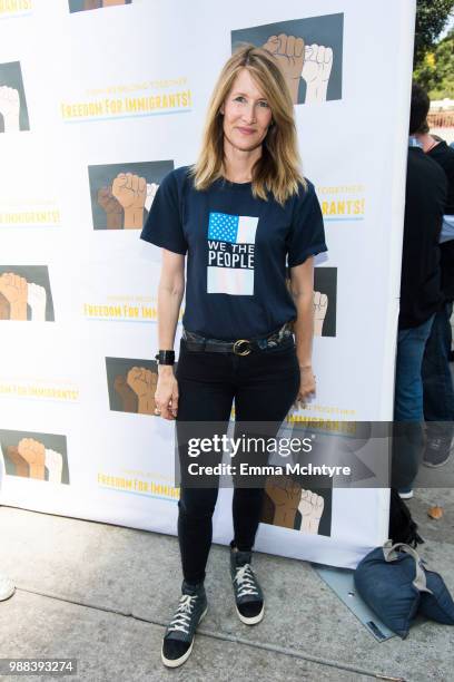 Actress Laura Dern attends 'Families Belong Together - Freedom for Immigrants March Los Angeles' at Los Angeles City Hall on June 30, 2018 in Los...