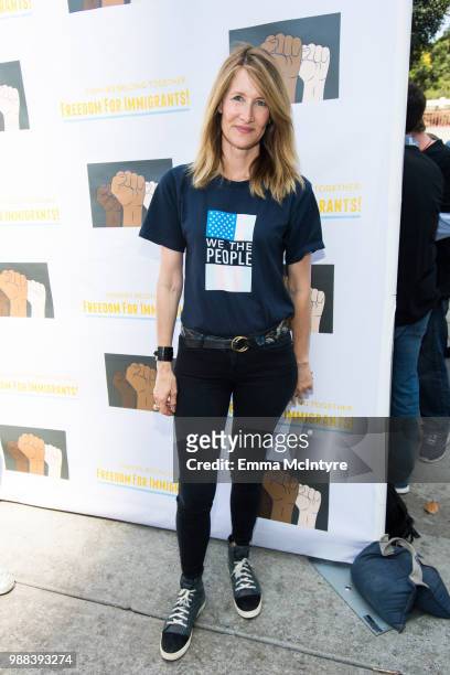 Actress Laura Dern attends 'Families Belong Together - Freedom for Immigrants March Los Angeles' at Los Angeles City Hall on June 30, 2018 in Los...