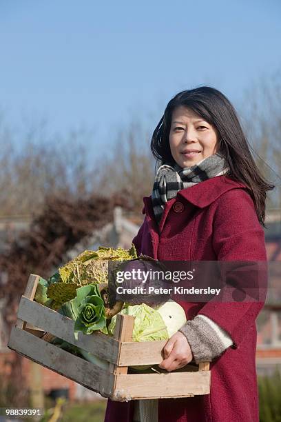 woman with fresh vegetables - hungerford stock pictures, royalty-free photos & images