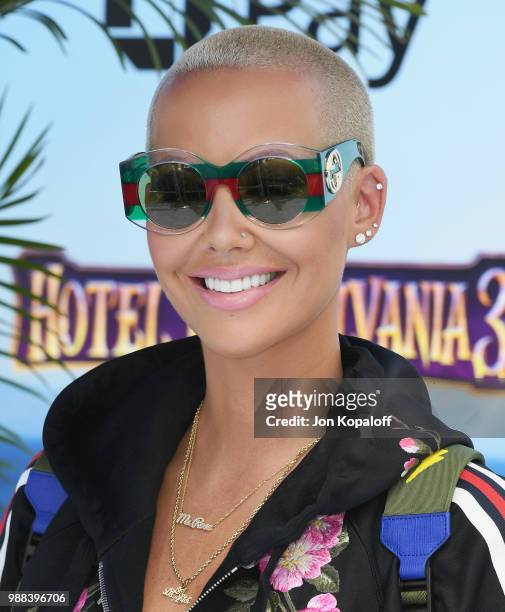 Amber Rose attends Columbia Pictures And Sony Pictures Animation's World Premiere Of "Hotel Transylvania 3: Summer Vacation" at Regency Village...