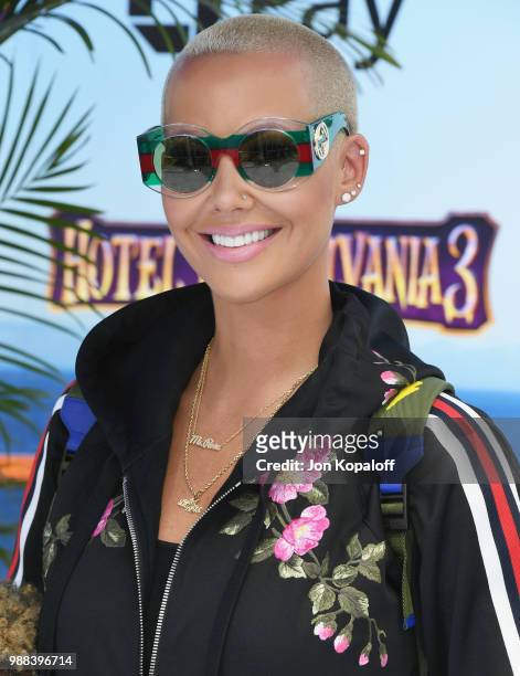 Amber Rose attends Columbia Pictures And Sony Pictures Animation's World Premiere Of "Hotel Transylvania 3: Summer Vacation" at Regency Village...