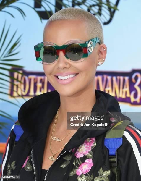 Amber Rose attends Columbia Pictures And Sony Pictures Animation's World Premiere Of "Hotel Transylvania 3: Summer Vacation" at Regency Village...