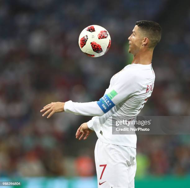 Cristiano Ronaldo of Portugal, controsl the ball during the 2018 FIFA World Cup Russia Round of 16 match between Uruguay and Portugal at Fisht...