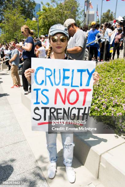 Actress Constance Wu attends 'Families Belong Together - Freedom for Immigrants March Los Angeles' at Los Angeles City Hall on June 30, 2018 in Los...