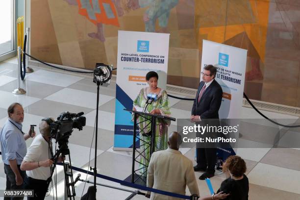 United Nations, New York, USA, June 29 2018 - Phumzile Mlambo-Ngcuka, Executive Director of UN Women, along with Alexander Avanessov, the UNDP...