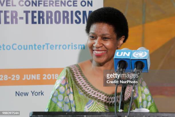 United Nations, New York, USA, June 29 2018 - Phumzile Mlambo-Ngcuka, Executive Director of UN Women, along with Alexander Avanessov, the UNDP...