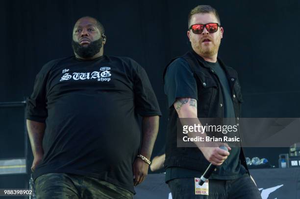 Killer Mike and EI-P of Run the Jewels perform live on stage at Finsbury Park on June 30, 2018 in London, England.