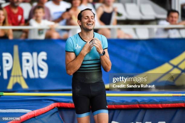 Renaud Lavillenie of France looks dejected during the Pole Vault of the Meeting of Paris on June 30, 2018 in Paris, France.