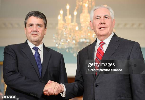 German Minister of Foreign Affairs Sigmar Gabriel and his US-counterpart Rex Tillerson meet for bilateral talks at the ministry of foreign affairs in...