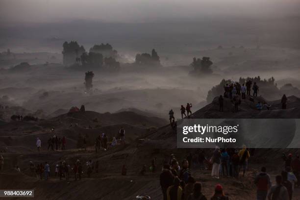 The view of sea sand where Yadnya Kasada Festival at Mount Bromo, Probolinggo, East Java, on 30th April 2018. The Yadnya Kasada is a festival held...