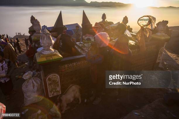 Tenggerese and vilager waiting for the ceremony of Yadnya Kasada Festival at Mount Bromo, Probolinggo, East Java, on 30th April 2018. The Yadnya...