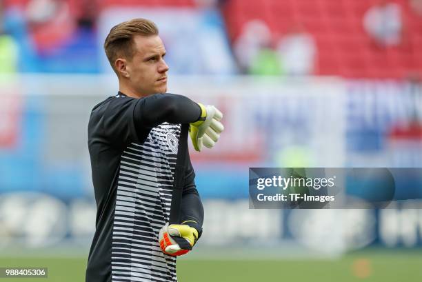 Goalkeeper Marc-Andre ter Stegen of Germany looks on prior to the 2018 FIFA World Cup Russia group F match between Korea Republic and Germany at...