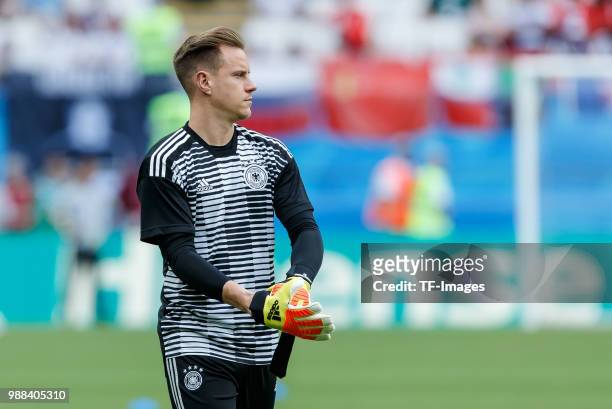 Goalkeeper Marc-Andre ter Stegen of Germany looks on prior to the 2018 FIFA World Cup Russia group F match between Korea Republic and Germany at...