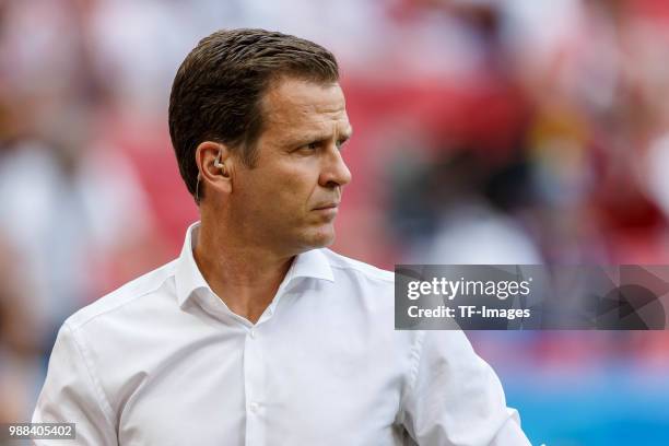 Manager Oliver Bierhoff of Germany looks on prior to the 2018 FIFA World Cup Russia group F match between Korea Republic and Germany at Kazan Arena...