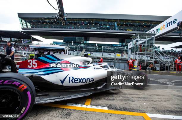 Sergey Sirotkin of Russia and Williams Martini Racing driver goes during the qualification at Austrian Formula One Grand Prix on Jun 30, 2018 in Red...