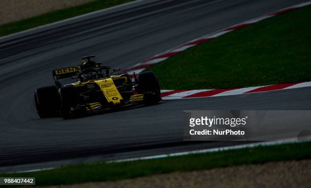 Nico Hulkenberg of Germany and Renault F1 Team driver goes during the qualification at Austrian Formula One Grand Prix on Jun 30, 2018 in Red Bull...