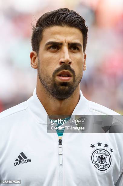 Sami Khedira of Germany looks on prior to the 2018 FIFA World Cup Russia group F match between Korea Republic and Germany at Kazan Arena on June 27,...