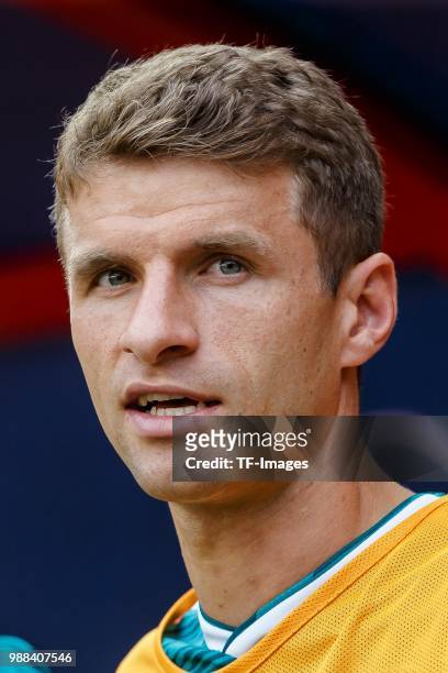 Thomas Mueller of Germany looks on prior to the 2018 FIFA World Cup Russia group F match between Korea Republic and Germany at Kazan Arena on June...