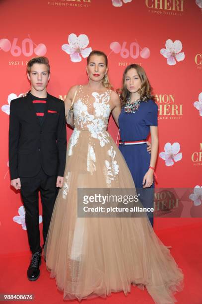 DJane Giulia Siegel and their children Nathan and Mia arrive at the gala of the mon Cheri Barbara DAy at the Postpalast in Munich, Germany, 30...