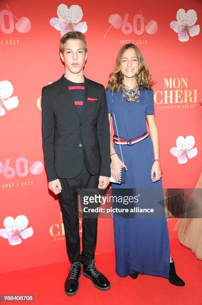 Nathan and Mia, children of DJane Giulia Siegel, arrive at the gala of the mon Cheri Barbara DAy at the Postpalast in Munich, Germany, 30 November...